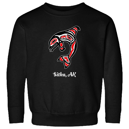 Native American Sitka AK Red Orca Killer Whale Sweatshirts