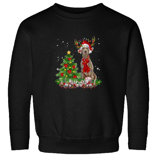 Weimaraner Reindeer Christmas Tree Light Decoration Xmas Sweatshirts