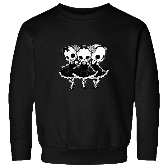 vintages Halloween Womens Ballerinas Ballet Dancing Skeleton Sweatshirts