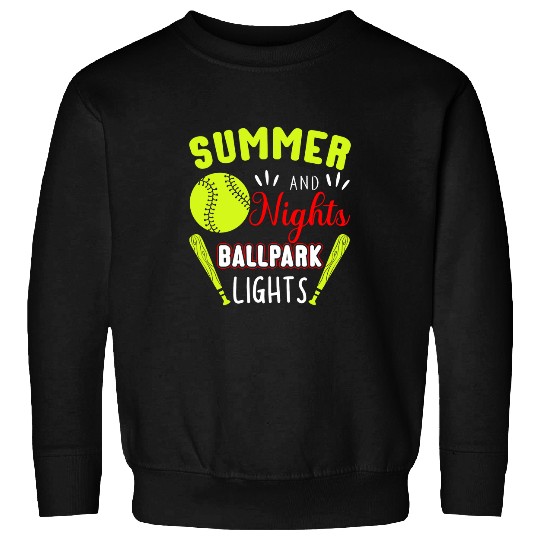 Summer Nights Ballpark Lights Softball Sweatshirts