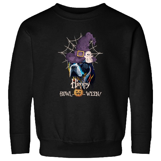 Pitbull Witch Happy Howl O Ween Pumpkin Halloween Pittie Dog Sweatshirts