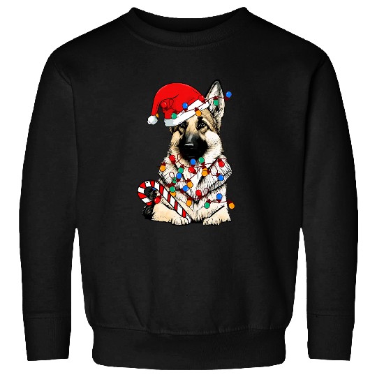 German Shepherd Santa Christmas Lights xmass Dog Lover Pajama Sweatshirts