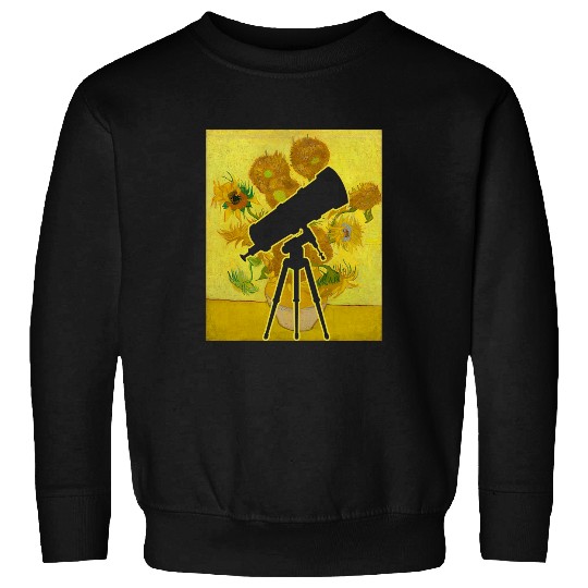 Space Telescope Sunflowers Stargazing Painting Astronomer Sweatshirts