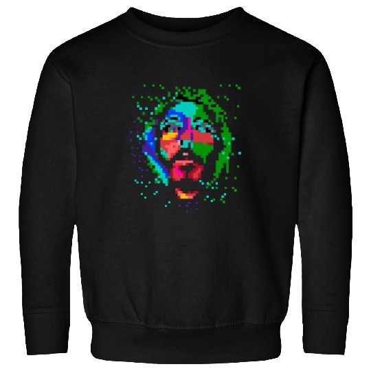 JESUS CHRIST PIXEL ART COLORFUL FACE OF CHRISTIAN ICON Sweatshirts