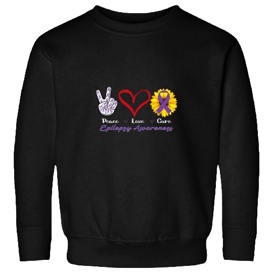 Peace Love Cure Purple Ribbon Epilepsy Awareness Sweatshirts