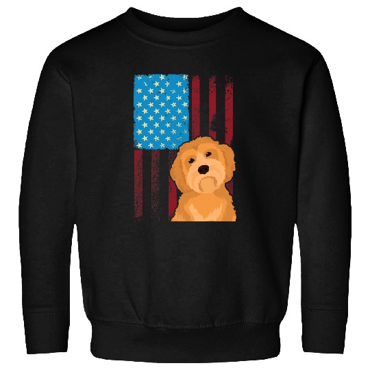 Dog Goldendoodle USA American Flag Patriotic Dog Goldendoodle 3 Sweatshirts