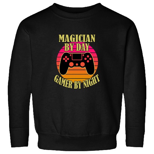 Magician By Day Gamer By Night Video Game Controller Sweatshirts
