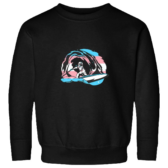 Transgender Trans Pride Transsexual Astronaut Surfing Sweatshirts