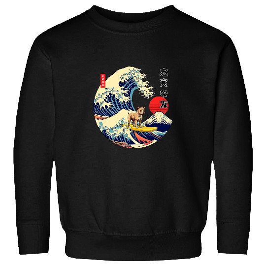 Staffordshire Bull Terrier Japanese Kanagawa Wave Surf Loyal Sweatshirts