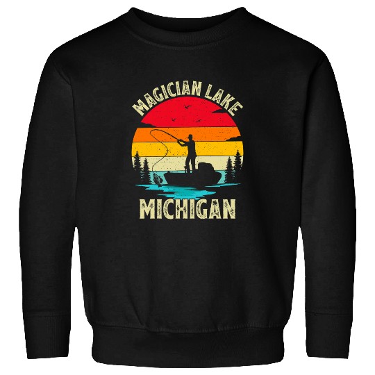Summer Vacation Fishing vintages Retro Michigan Lake Sweatshirts