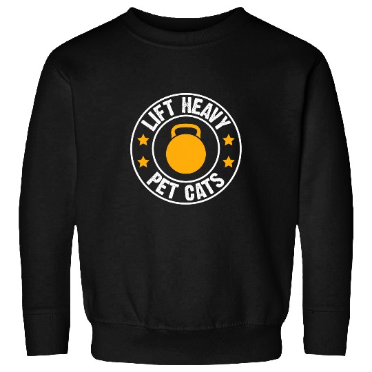 Lift Heavy Pet Cats Funny Workout Gym Fitness Cat Owner Sweatshirts