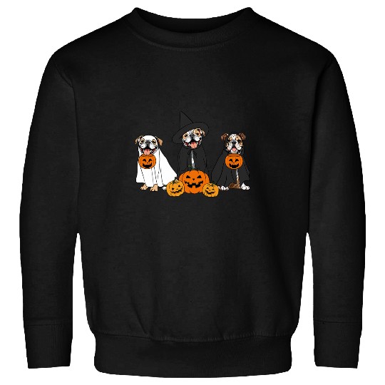 ghosts And Witch Bulldog Bulldog Halloween Witch Bulldog Sweatshirts