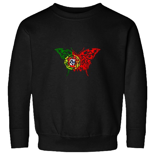 Portuguese Flag Portuguese Roots Portugal Butterfly Wing Sweatshirts