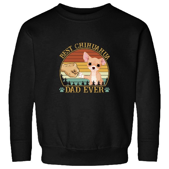 Mens bests Chihuahua Dad Ever vintages Retro Sunset Chihuahua Lover Sweatshirts