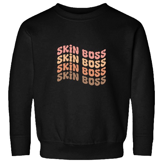 Skin Boss Groovy Esthetician Cosmetologist Beauty Salon Sweatshirts