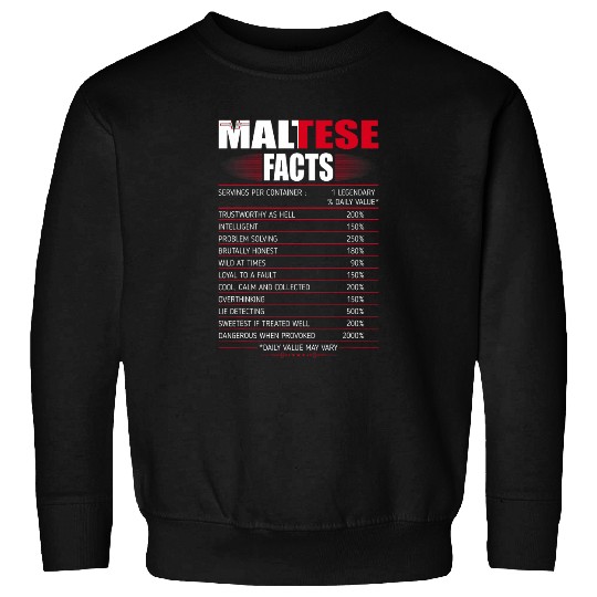 Maltese Facts Servings Per Container Country Gift Sweatshirts