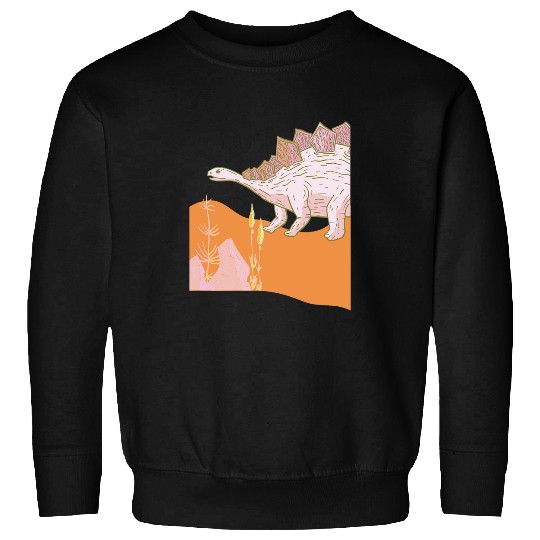 Pink and Orange Prehistoric Jurassic Dinosaur Illustration Sweatshirts