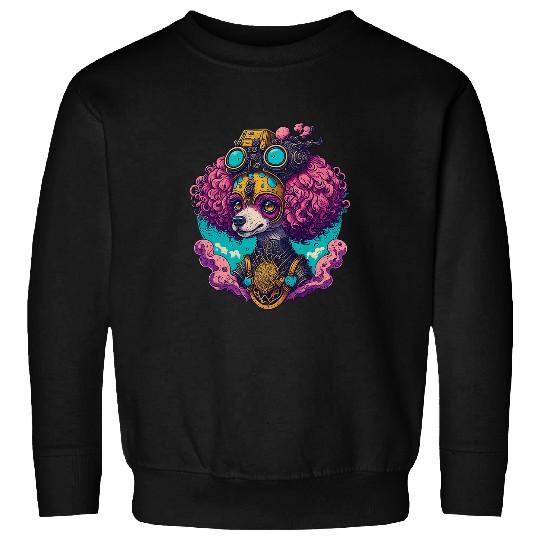 Poodle Dog in Victorian Steampunk Style Aesthetic Dogs Sweatshirts
