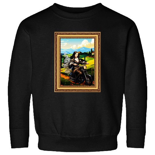 vintages Mona Lisa Motorcycle famous Leonardo Da Vinci Art Sweatshirts