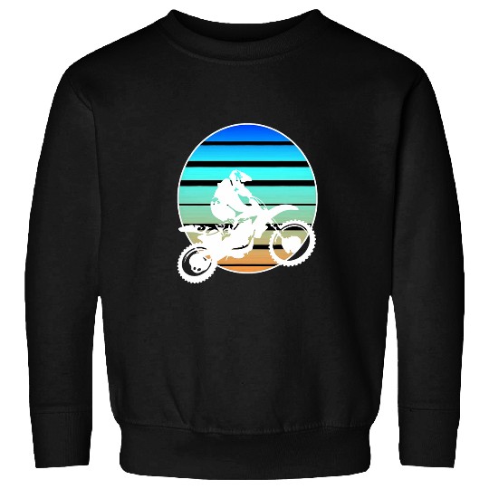 Motor X White Silhouette Dirt Bike Retro Sunset Sweatshirts