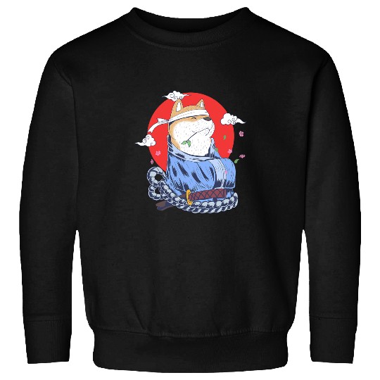 Dog Shiba Inu Samurai Japanese Art Harajuku Retro Warrior Sweatshirts
