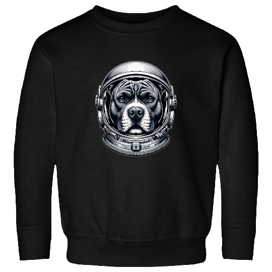 Spaceman Astronaut Pitbull Dog Puppy Lover Sweatshirts