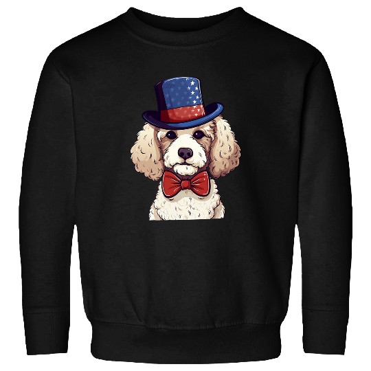 Poodle with Patriotic USA Flag American Independence Day Sweatshirts
