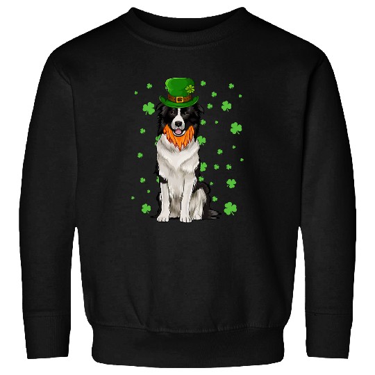 St Patricks Day Border Collie Dog Shamrock Gift Sweatshirts