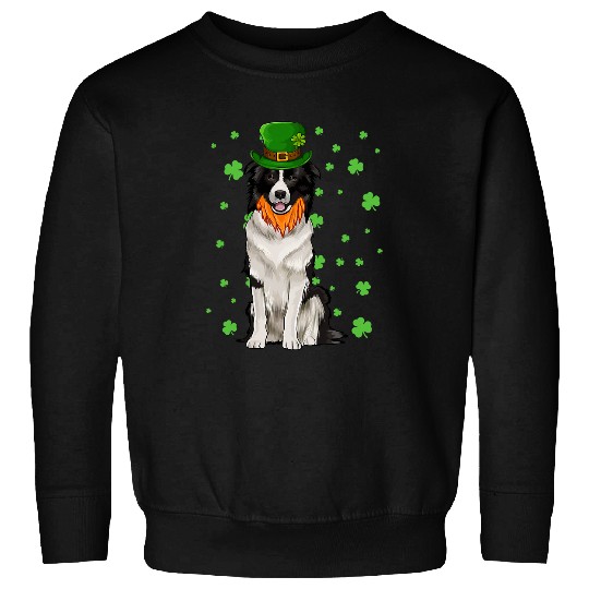 St Patricks Day Border Collie Dog Shamrock Gift Sweatshirts