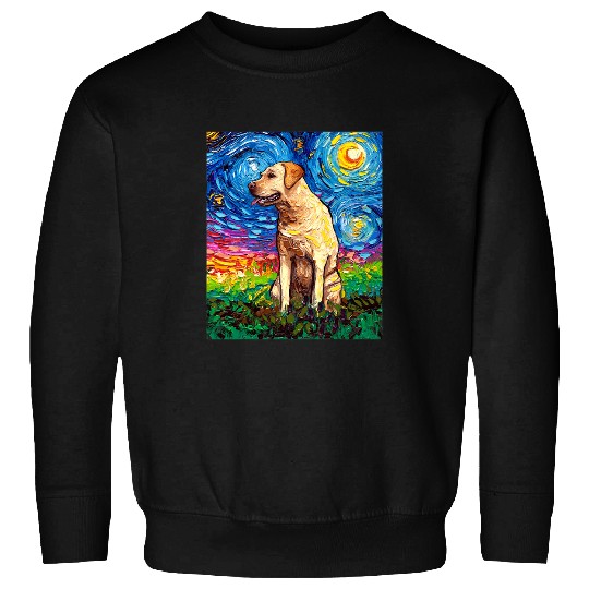 Labrador Lab Dog Yellow Labrador Profile Starry Night Dog Art by Aja Sweatshirts