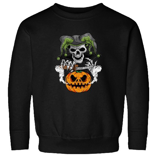 Pumpkin Jack O Lantern Skull Halloween Clown Skeleton Sweatshirts