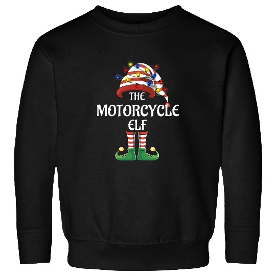 motorcycle elf lights 2matching family christmas pa Sweatshirts