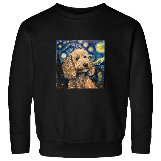 Poodle Dog Van Gogh Style Starry Night Sweatshirts