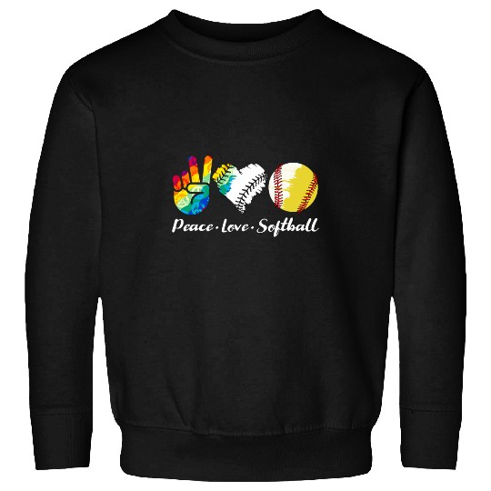 Peace Love Softball V Sign Softball Player Softball Lover Sweatshirts