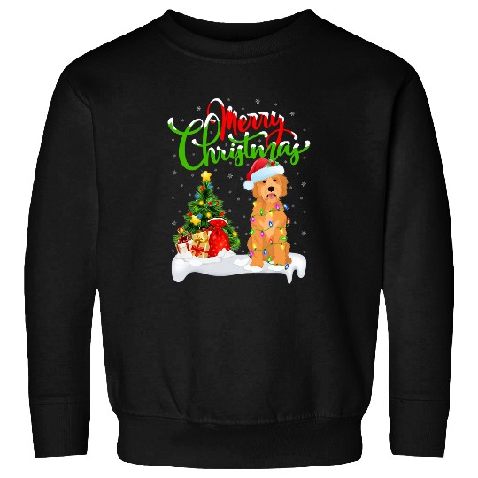 Dog Goldendoodle Xmas Decorations Santa Goldendoodle Dog Christmas Sweatshirts