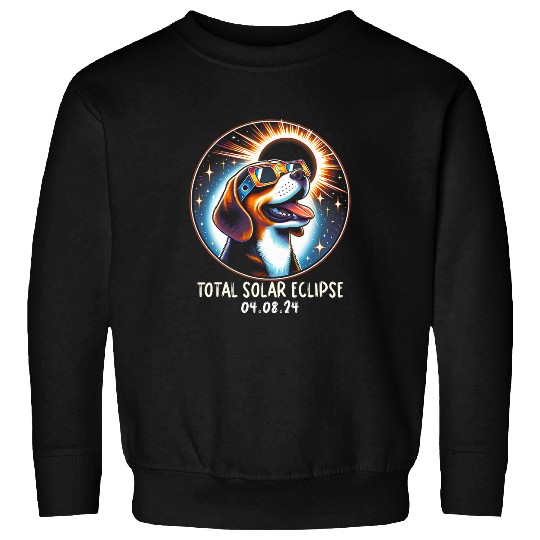 Solar Eclipse Beagle Wearing Glasses Pet April 8 2024 Sweatshirts