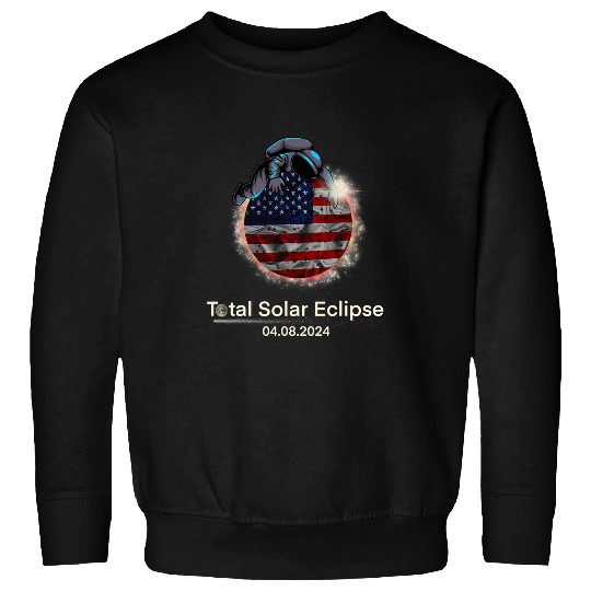 Total Solar Eclipse April 8 2024 USA Patriotic American Flag Sweatshirts