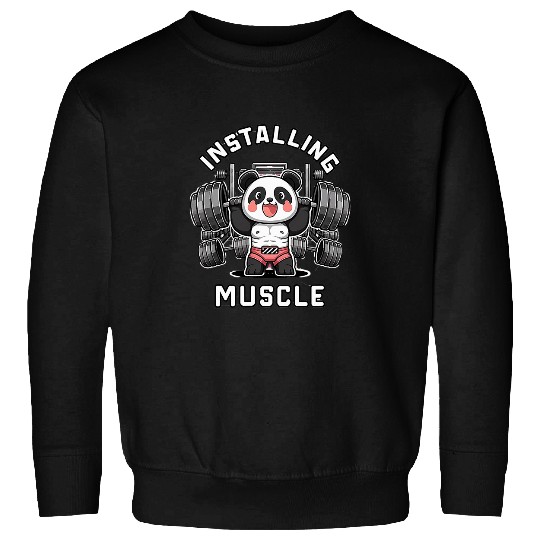 installing muscle panda Please Wait Panda Weight Lifting Sweatshirts