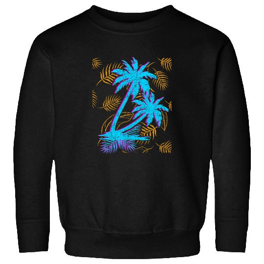 Summer Vacation 80s Palm Trees Leaves 90s Art Vaporwave Sweatshirts
