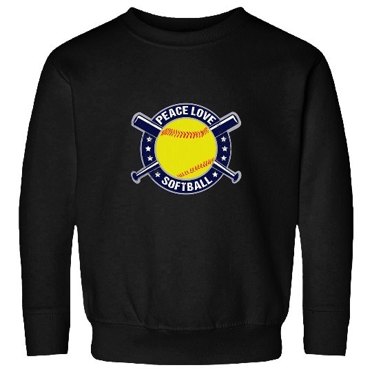 Peace Love Softball Player Lover Game Coachs Fan Distressed Sweatshirts