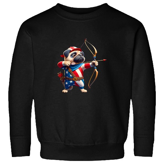 Pug Archery Team Archer Dog Men Women Kids Sweatshirts