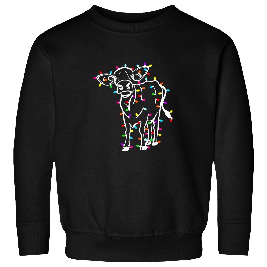 Highland Cow Farm Christmas Farmer Cow Light Animal Lover Sweatshirts