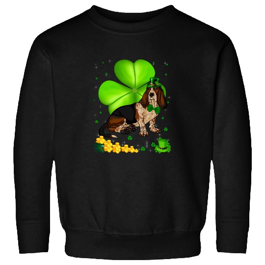 St Patricks Day Basset hound Shamrock Pet Lover Sweatshirts