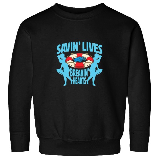 Savin Lives Breakin Hearts Mens Lifeguard Funny Pool Sweatshirts