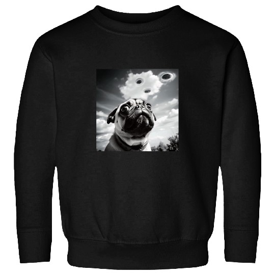Pug Dog Selfie UFO Dog Funny Alien UFO Dogs Lover 2 Sweatshirts