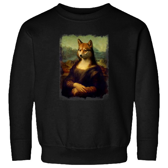 Dog Shiba Inu Mona Lisa Parody La Gioconda Famous Painting Sweatshirts