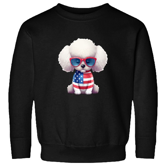 Toy Poodle with Patriotic USA Flag American Independence Day Sweatshirts