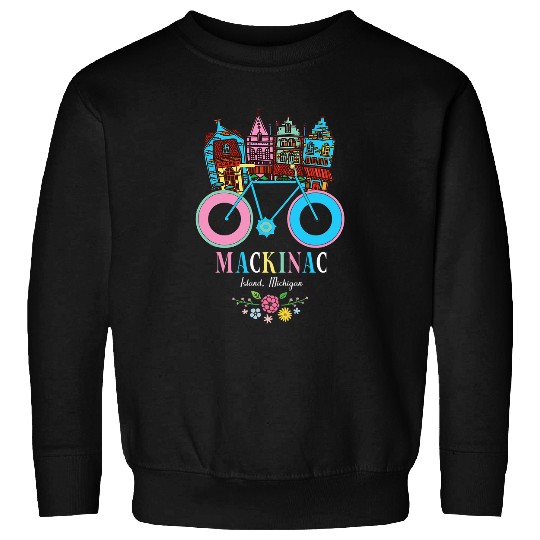 Mackinac Island Michigan Retro Bike Art Sweatshirts