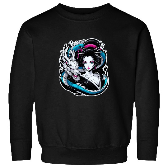 Mysterious Geisha Charming Geisha Dragon Kawaii Culture Sweatshirts