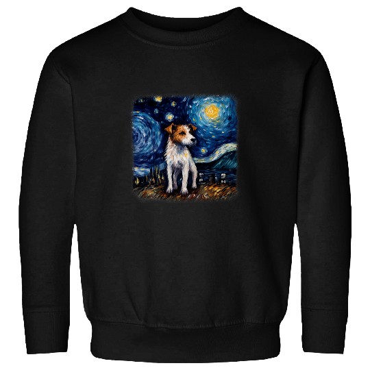 Van gogh Jack Russell Terrier in starry night Sweatshirts
